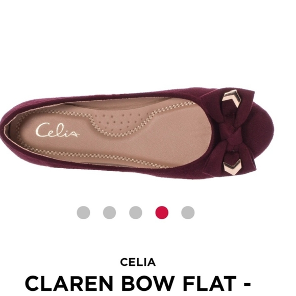 CELIA Burgundy Claren Bow Flat - Picture 1 of 4